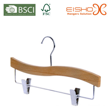 Shiny Beechwood Trousers Hanger for Private Label with Clips